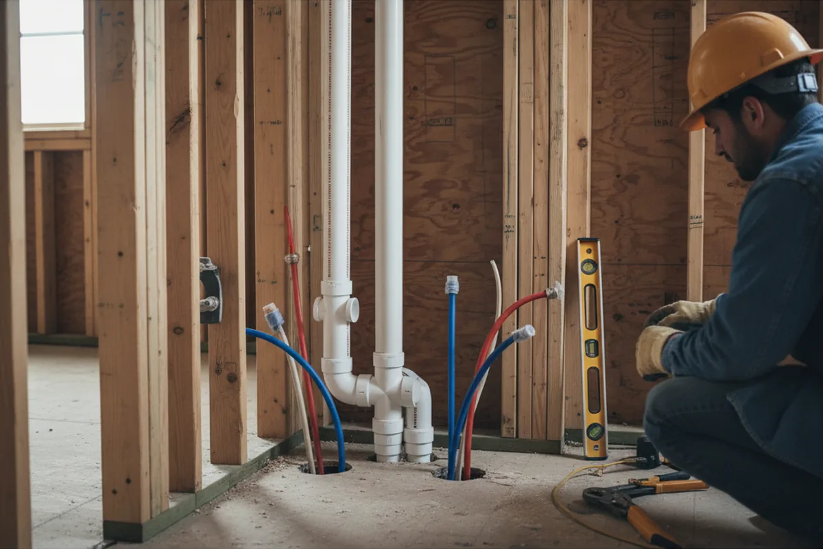 Drain and supply rough-in during Drain Cleaning in Sweetser