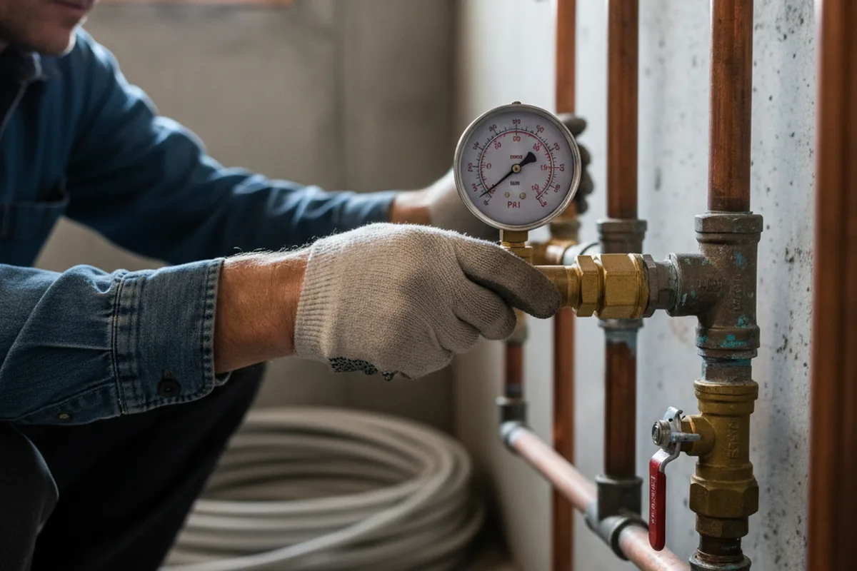 Pressure testing a repaired line during Water Line Repair in Sweetser